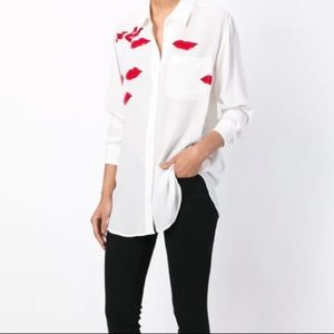 Equipment x Garance Dore Lip Print Silk Blouse Shirt